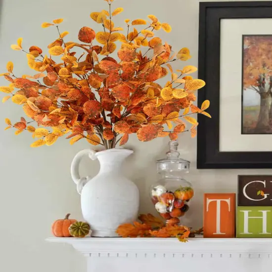 6 Pcs Fall Artificial Eucalyptus Stems {2}