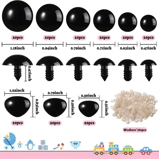 360 Pcs Large Plastic Safety Eyes and Noses 12-30mm {2}