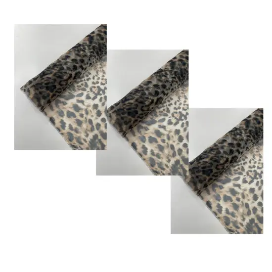 1 Yard Leopard Animal Print Liquid Organza Fabric Lightweight Sheer Polyester Material 58 Inch Width Beige {2}