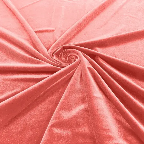 1 Yard Luxurious Stretch Velvet Fabric Polyester Lycra Spandex 58/60" Wide Coral {1}