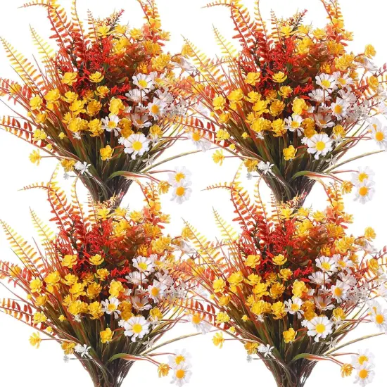 24 Pcs Artificial Flowers - (Fall Color) {2}
