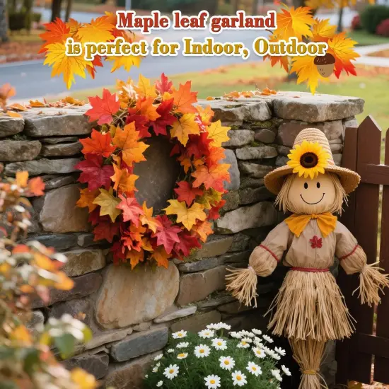 2PCS Fall Leaf Garland - Maple Fall Decorations for Home 5.7Ft {3}