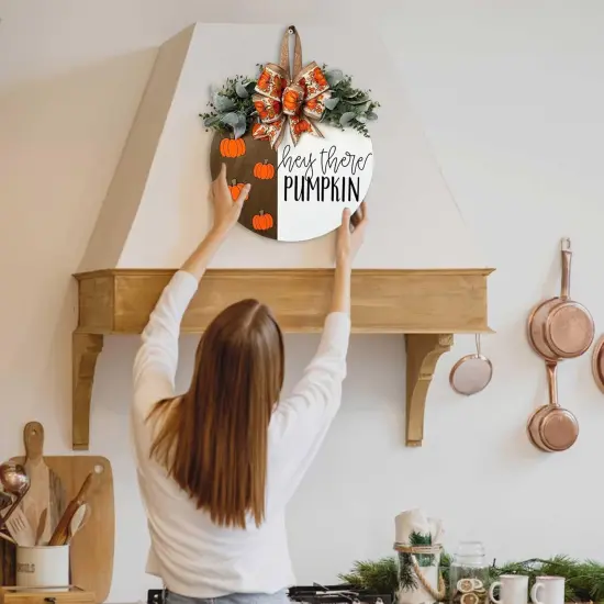 Hey There Pumpkin Welcome Hanging Sign {3}