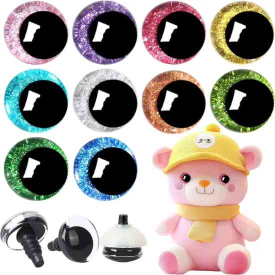 120Pieces 3D Glitter Plastic Safety Eyes - 10 Colors {1}