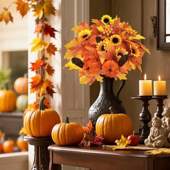 2PCS Fall Artificial Flowers Decoration - Brown {3}