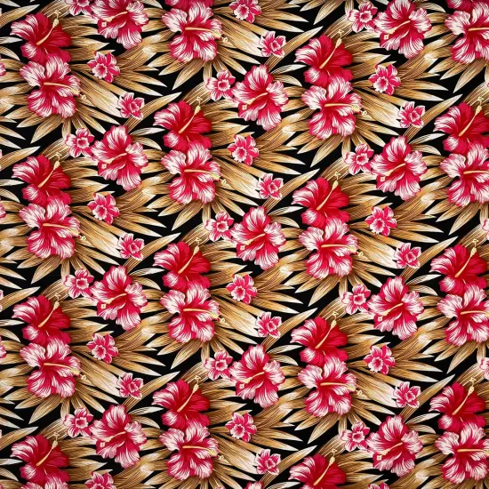 1 Yard Hibiscus Floral Print Polyester Fabric 60 Inch Width Blue & Green {4}