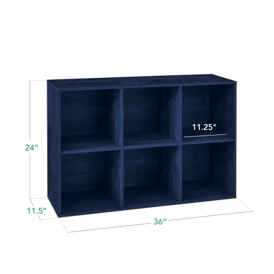 Best Choice Products 6-Cube Bookshelf, 11in Display Storage System, Organizer w/ Removable Back Panels Navy {2}
