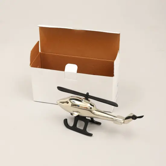Aluminum Airplane Decorative Sculpture-Home Decor Statue-Accent Figurine Helicopter Silver {5}