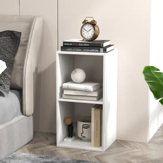 White Engineered Wood Open Back Cube Bookcase with Storage Shelves {2}