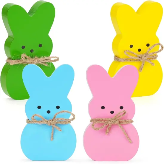 Easter D&eacute;cor, 4 Pcs Bunny Table Decorations Wooden Spring Signs {1}