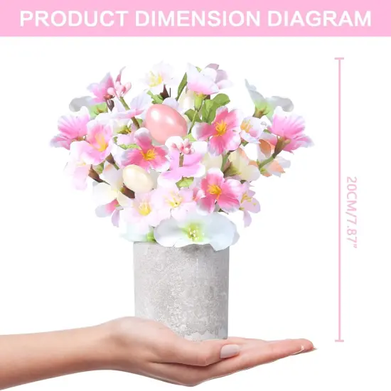 Easter Decorations, 2PCS Artificial Easter Pink Flower Egg Potted Table Decorations {2}