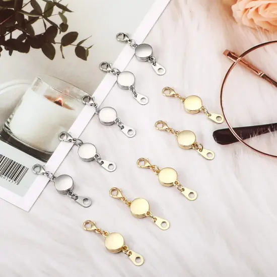 12 Pieces Locking Magnetic Jewelry Clasp Round Necklace Clasp Closures Bracelet Extender for Jewelry Making (Gold, Silver) {2}
