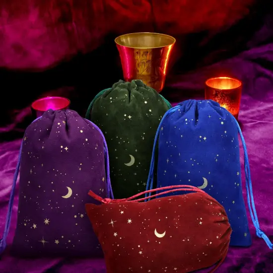 30 Pcs 4 x 6 Inch Colorful Velvet Drawstrings Bags for Jewelry Moon Star Pouch with Drawstrings Jewelry Bags for Gift Packaging Wedding Anniversary Christmas Eid Mubarak {2}