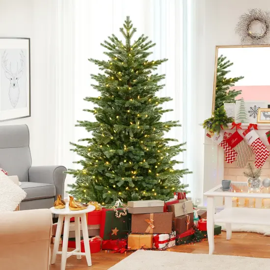 Artificial Christmas Tree with Lush PVC and Warm White LED Lights {7}