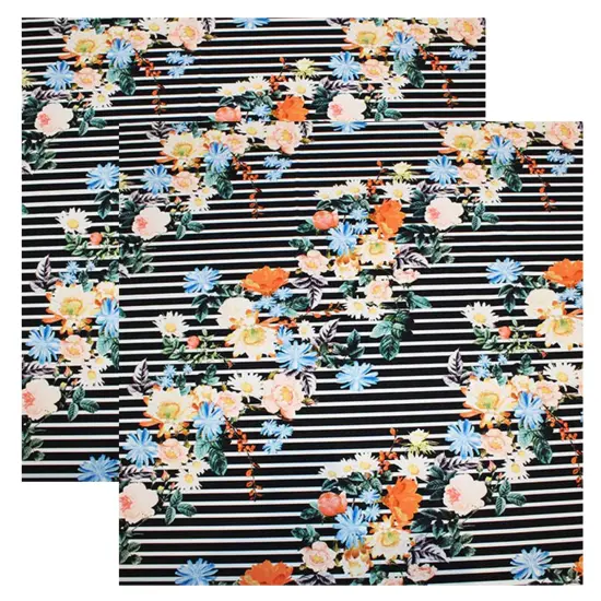 Bouquets on Stripes Printed Spandex {3}