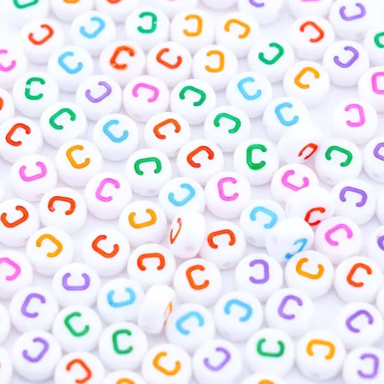 300Pcs Round Letter Beads C 4X7mm Individual Alphabet Beads for Friendship Bracelets Making {2}