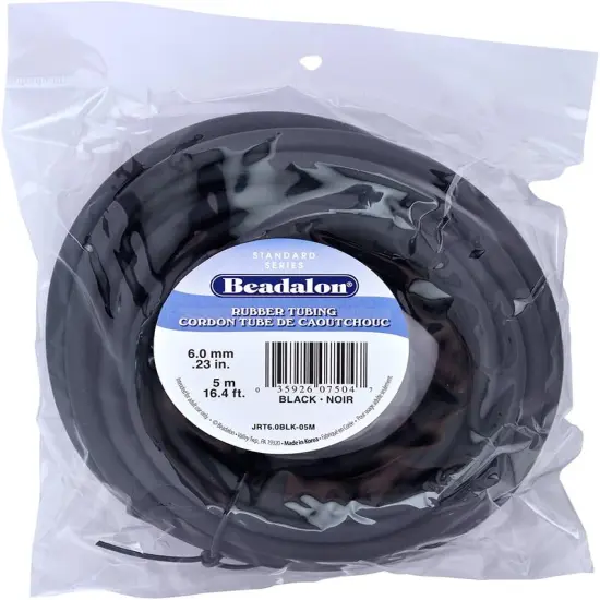 Beadalon Rubber Tubing - Neoprene, Black, 6.0 mm / .236 in - 5 m / 16.4 ft {1}