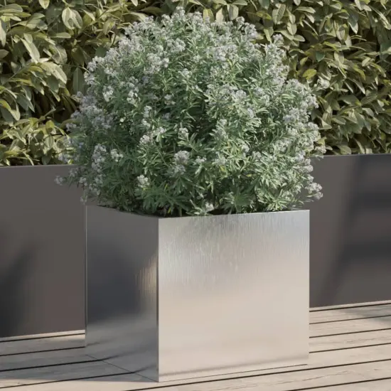 vidaXL Planter Silver 12.6x11.8x11.4 Stainless Steel {1}