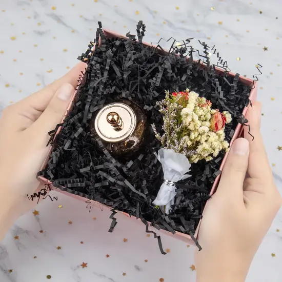 Crinkle Cut Paper Shred Packing Grass Cushion Paper Streamer for Christmas Wedding Birthday Bridesmaid Engagement Craft Gift Boxes Bags Basket Filler Decoration 4.5oz Black {3}