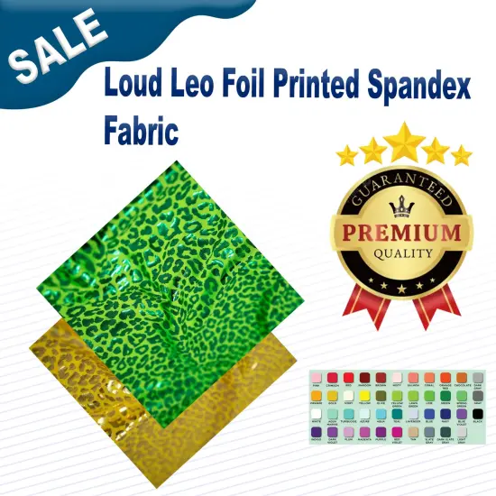 Loud Leo Foil Printed Spandex Fabric Yellow/Gold {2}