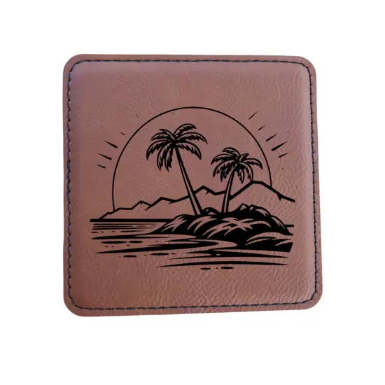Coaster - Hawaii Beach - SET OF 2 - Leather or Stitched Cork Black/Silver {5}