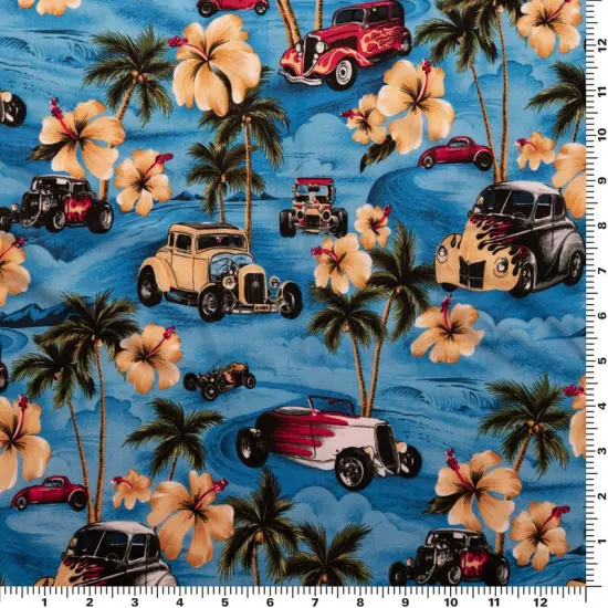 Hawaiian Hot Rods Printed Spandex Fabric {2}