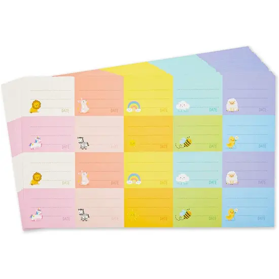 Removable Baby Bottle Labels for Daycare, 25 Sheets (10 Colors, 500 Pieces) {7}