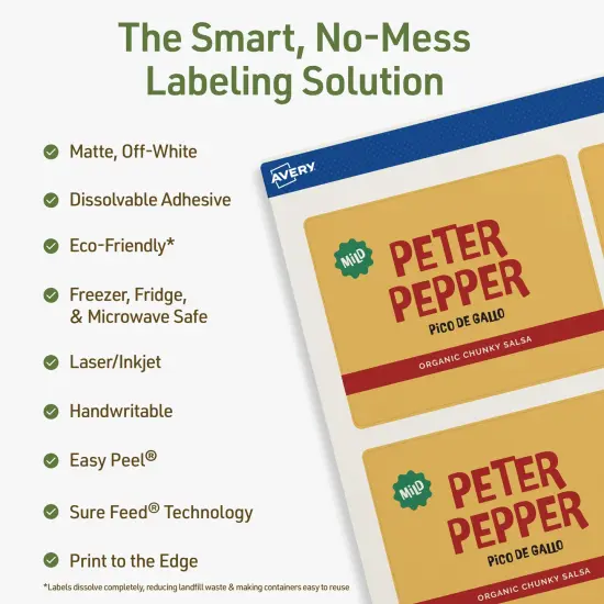 Avery Dissolvable Labels, 3" x 3.75" Rectangle {2}