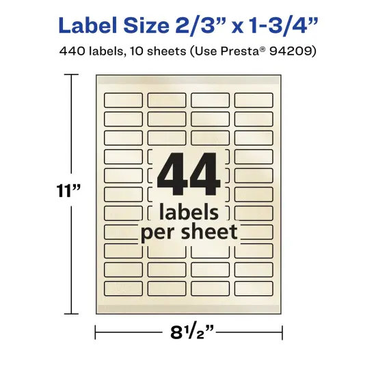 Avery Pearlized Ivory Rectangle Labels with Sure Feed Technology, Print-to-the-Edge, 2/3" x 1-3/4" {5}