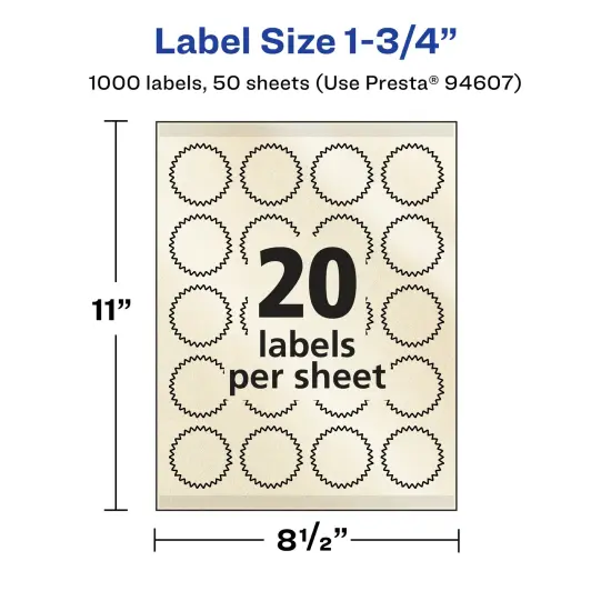 Avery Pearlized Ivory Starburst Labels with Sure Feed Technology, Print-to-the-Edge, 1.75" {5}