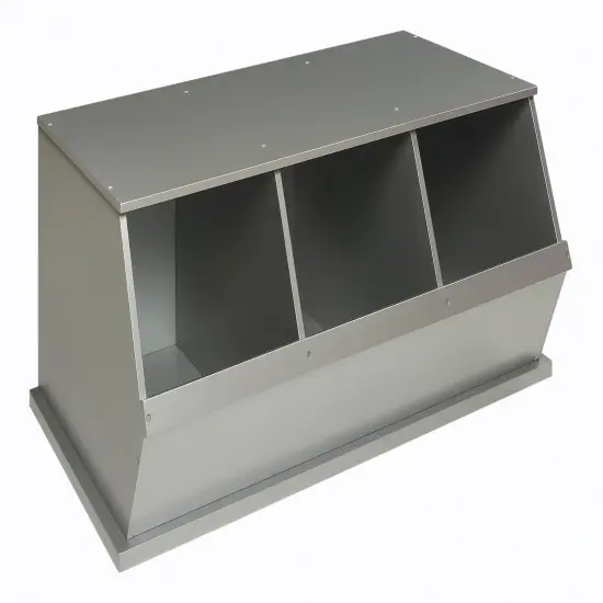 Badger Basket Three Bin Stackable Storage Cubby Silver {1}