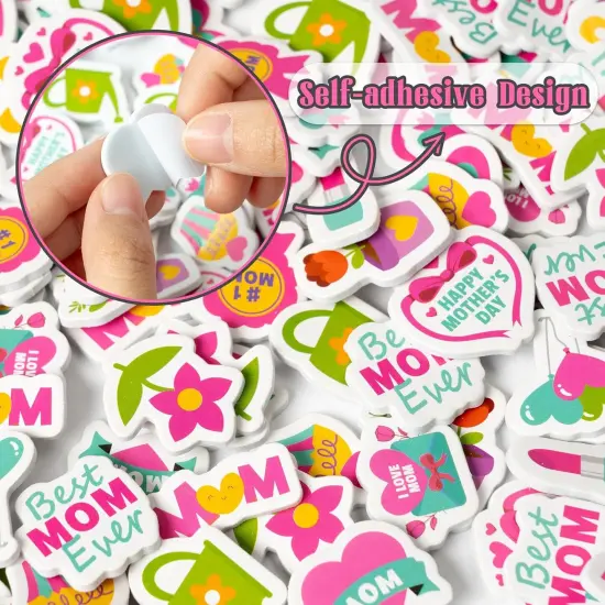 Mother&rsquo;s Day Cartoon Foam Sticker - Haooryx 300pcs Happy Mother&rsquo;s Day Foam Stickers Flower Pink Heart-Shape Self Adhesive EVA Stickers I Love Mom 3D Puffy Sticker for Giftwrap Card Envelope Decor {3}