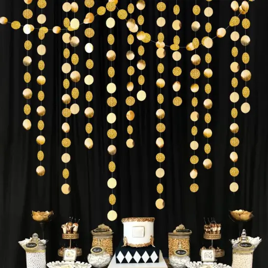 Gold Party Decorations Glitter Dot Garland Circle {1}