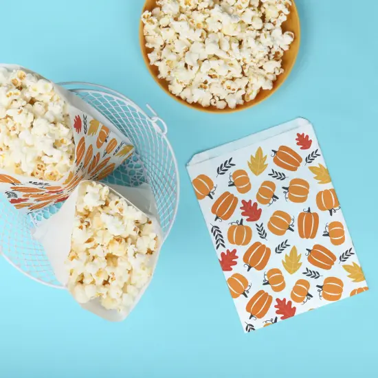 Big Dot of Happiness Fall Pumpkin Paper Treat Bags, Individual Candy Snack Favors, Greaseproof White Sandwich Cookie Bags - 25 Count {3}