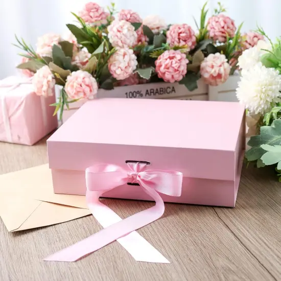 Pink Gift Box With Lids and Magnetic Closure Collapsible For Bridesmaid Proposal, Weddings, Anniversary Present {4}