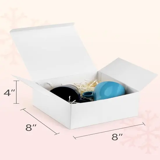 8x8x4 Inches Gift Boxes 12 PCS White Paper Gift Boxes with Lids for Gifts, Wedding Present, Bridesmaid Proposal Box, Birthday Party Favor, Easy Assemble Box with 66ft Twine {2}