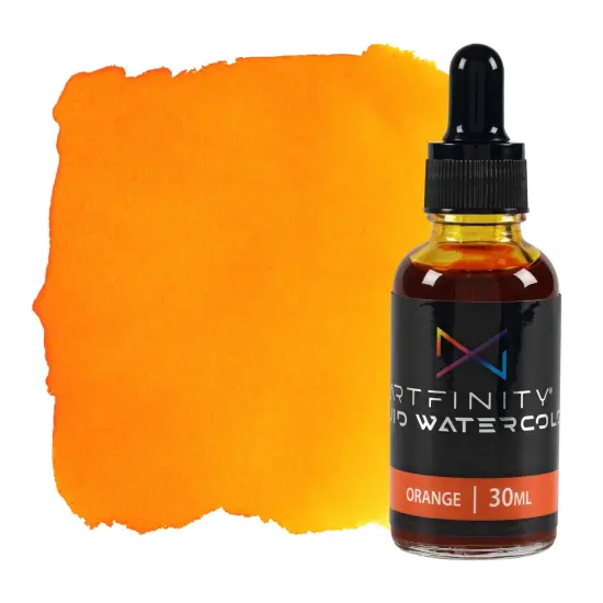 Artfinity Liquid Watercolor Paint 30 ml Bottle, Orange - Vibrant Dye-Based Liquid Watercolor w/ Glass Pipette, Fast-Drying, Fine Art Paint for Calligraphy, Airbrushing & Traditional Art {1}