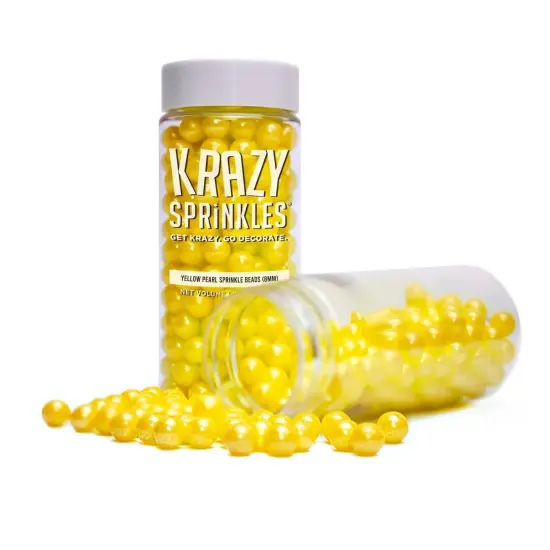 Krazy Sprinkles - Yellow Pearl 8mm Beads (1/2 Cup, 1x Jar) for Cakes, Ice Cream & Cookies {3}