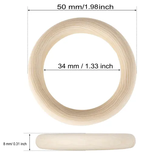 50 PCS 50mm Unfinished Wooden Rings for Craft, Nature Solid Wood Rings for DIY Crafts Without Paint, Macrame Wooden Rings for Ring Pendant and Connectors Jewelry Making {6}