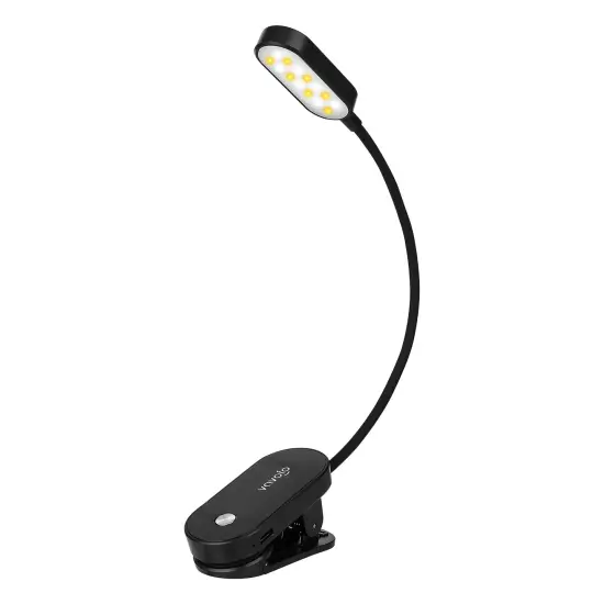 Rechargeable Book Light, 14 LEDs Eye Care Clip On Amber Reading Light for Bookworms Reading in Bed with 9 Colors 9 Brightness(Black) {1}