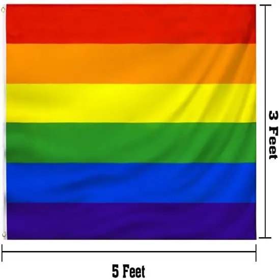 Rainbow Pride FLAG 3x5 FT Polyester gay pride flag outdoor indoor Canvas Header and Double Stitched LGBT FLAG with two Brass Grommets {2}