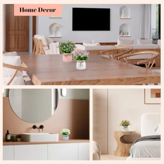 Der Rose 4 Pack Fake Flowers Small Artificial Faux Plants Indoor in Plastic Macaron Pot Spring Decor for Centerpiece Table Decorations Home Office Desk Decor {3}