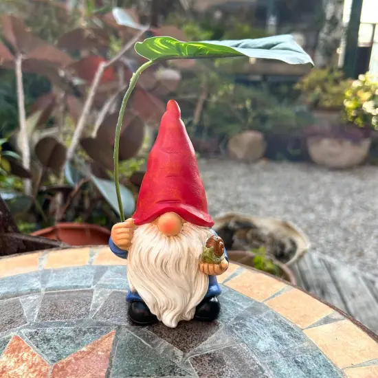 Garden Spring Statue Decoration with Leaf Umbrella, 6.5&rdquo; Figurine Ornament for Indoor Outdoor Home Patio Yard Lawn {5}