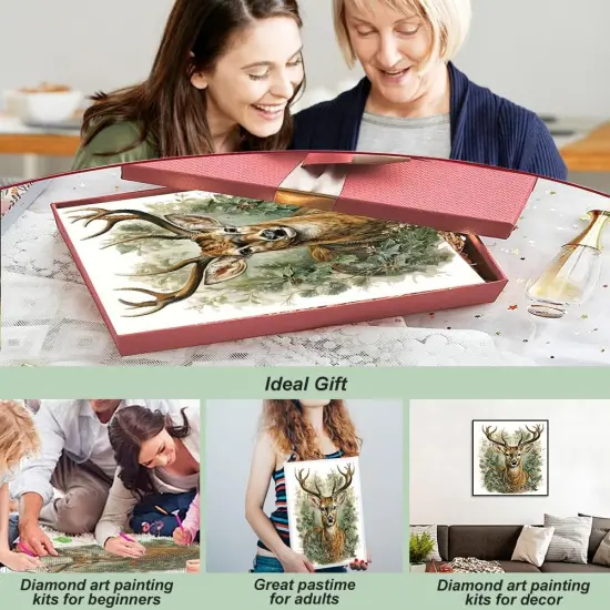 5D Colorful Elk Diamond Art Painting Kits for Adults,Animals Diamond Art for Beginners, DIY Full Drill Diamond Art Painting(12X12 inch) {4}
