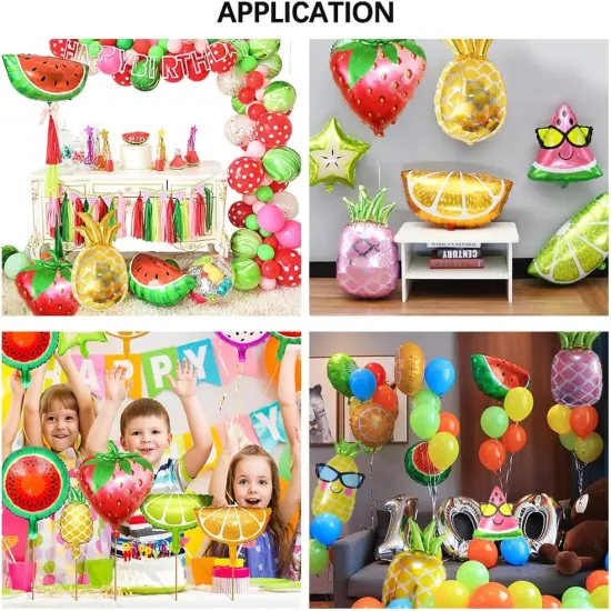 10PCS Fruit Mylar Balloons, Helium Foil Hawaii Party Balloons, 10 Styles Colorful Balloons Pineapple Watermelon Strawberry Lemon Orange {4}
