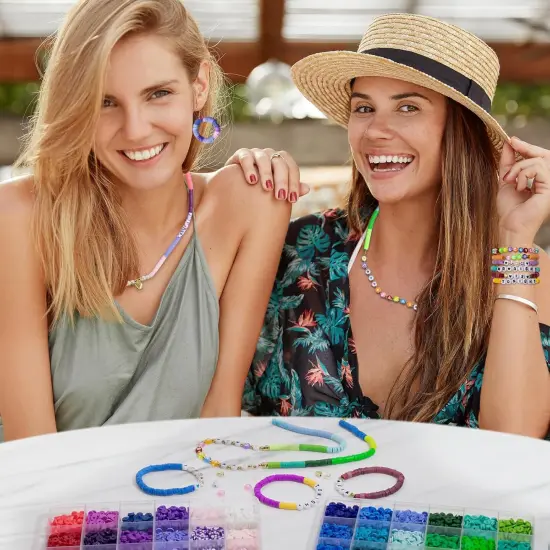 15000PCS Clay Beads 96 Colors Friendship Bracelet Making Kit 4 Boxes Polymer Clay Beads Disc Clay Beads with Charms for Jewelry Making,Crafts Gifts {6}