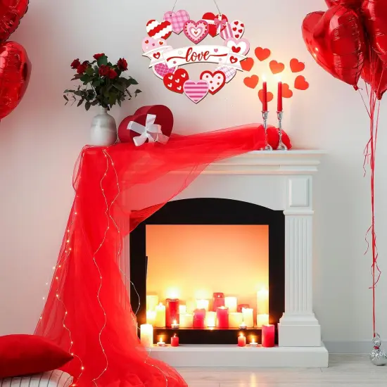 Paintable Valentines Ornaments 3 Sets, Wooden Valentines Ornaments to Paint, Unfinished Love Signs Wreaths Wood Crafts for Painting, Wooden Cutouts DIY Wood Crafts for Kids Adults Door Decor {4}