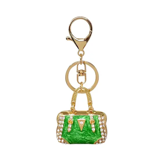 Wrapables Stylish Crystal Rhinestone Handbag Shaped Purse Charm Keychain, Green {1}