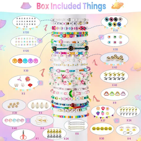 Friendship Bracelet Kit for Girls, 16000 pcs with Seed Beads (2/3/4mm), Clay Beads, 7 Styles Letter Beads (A-Z), Variety of Charms, DIY Jewelry Making Crafts, Kids Toy for Ages 6+ {1}