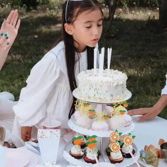 Little Cutie Cupcake Toppers Glitter Orange {5}